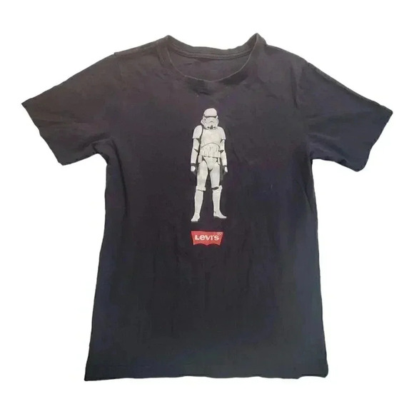 Levi's Kids Star Wars Stormtrooper Graphic T Shirt Black Cotton Size XL - Picture 1 of 7